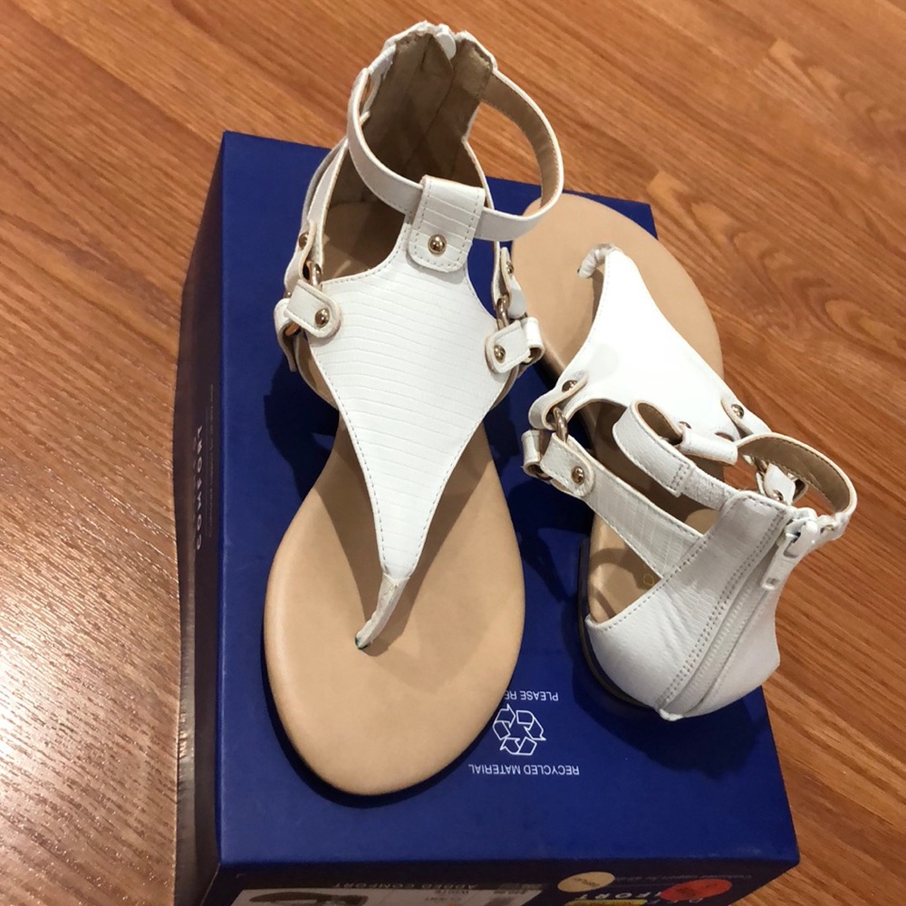 White with gold sandals
